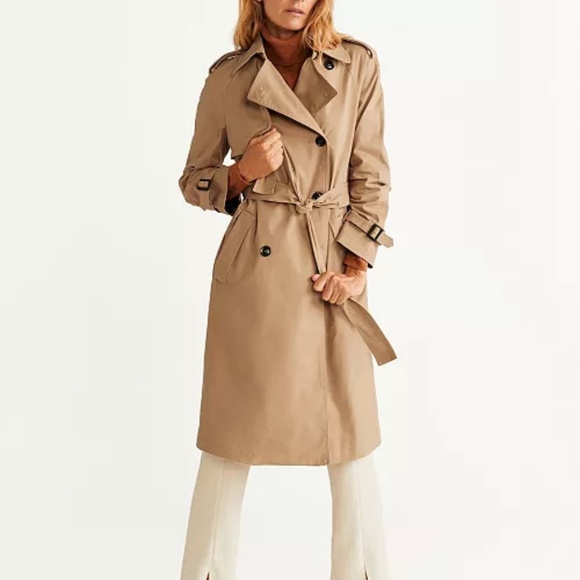 NEW MNG Mango suit belted trench coat tan brown Beige - Picture 1 of 6